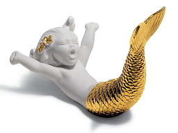 1008561 Lladro Re-Deco фарфоровая фигурка морского существа с золотым хвостом