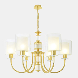 ELENA SP6 GOLD Crystal Lux Elena потолочная люстра с шестью плафонами из стекла на золотом каркасе