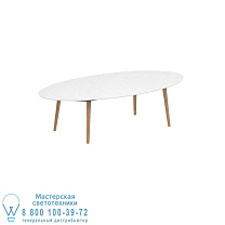 НИЗКИЙ ОБЕДЕННЫЙ СТОЛ STYLETTO 250X130CM НОГИ ТИКА КЕРАМИЧЕСКАЯ СТОЛЕШНИЦА БЕЛАЯ Royal Botania