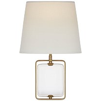 Henri Framed Jewel Sconce кристалл и полированная старая латунь с льняным абажуром