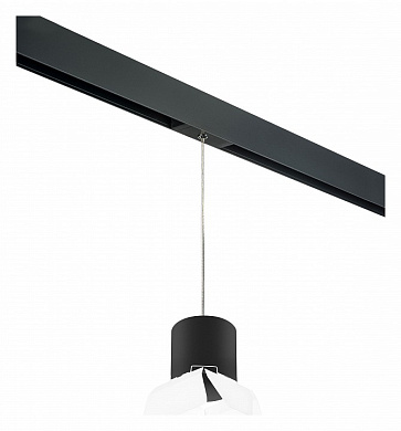 подвесной светильник с чёрным корпусом цилиндрической формы для однофазного шинопровода