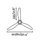 33381 Faro ETERFAN Ø 128см боросиликатное стекло 3 лопасти люстра-вентилятор без света
