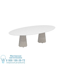СТОЛ CONIX ELLIPSE 250X130 СМ НИЗКИЕ ОБЕДЕННЫЕ НОЖКИ БЕТОН ЦЕМЕНТ СЕРЫЙ - СТОЛЕШНИЦА СТОЛА КЕРАМИЧЕСКАЯ БЕЛАЯ Royal Botania