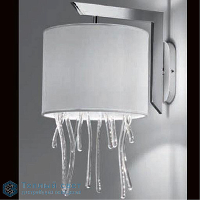 настенный светильник с цилиндрическим тканевым абажуром и декоративными подвесами