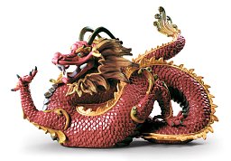 Фарфоровая скульптура красного дракона Majestic Dragon Lladro 01009235