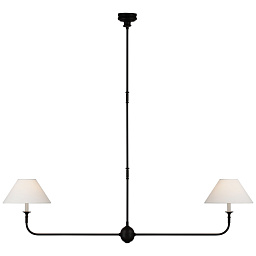 TOB5455AI/EBO-L Visual Comfort Piaf подвесная линейная люстра с двумя текстильными абажурами