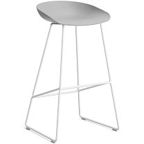 About A Stool AAS 38 High, сиденье H75 см, основание сталь с порошковым покрытием, белое / сиденье полипропилен, бетонно-серое
