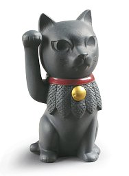 Фарфоровая статуэтка кошки манэки-нэко Maneki Neko Lladro, чёрный 01009166
