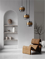 Smokey Glass Brass Gold Metal LED E27 3x12 Watt 100-240 Volt IP20 Bulb Excluded D: 45 H: 170 cm