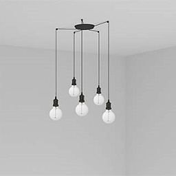 64135-5L Faro Barcelona ART подвесной светильник черный с пятью плафонами на длинных тросах