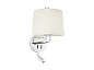 24033-02 MONTREAL CHROME WALL LAMP WITH READER BEIGE LAMPSH настенный светильник Faro barcelona