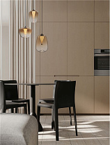 Gradient Amber Glass Matt Black Metal Base LED 10Watt 220-240Volt 650Lm IP20 3000K D:41 H:37-227 cm