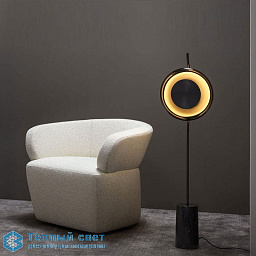 PENDULUM - Lampadaire CTO Lighting Pendulum Торшер с круглым основанием, вертикальной стойкой и подвесным плафоном-кольцом