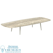 ВЫСОКИЙ СТОЛ STYLETTO ДЛЯ ГОСТИНОЙ 300X120CM АЛЮМИНИЕВЫЕ НОЖКИ С ГРИБОВОЙ КЕРАМИЧЕСКОЙ СТОЛЕШНИЦЕЙ TRAVERTINO Royal Botania