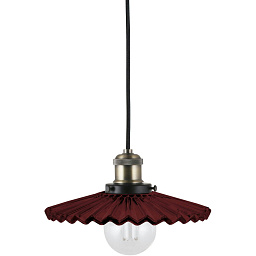 641335 Globen Lighting Cobbler подвесной светильник с гофрированным плафоном бордового цвета