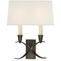 Cross Bouillotte Small Sconce бронза с льняным абажуром