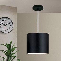 HL 6-1652/1 schwarz/309 schwarz Orion Shade подвесной светильник с чёрным текстильным цилиндрическим абажуром