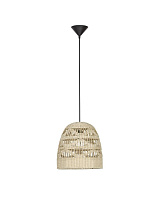 Natural Rattan Sandy Black Steel Base Black Fabric Wire LED E27 1x12 Watt 100-240 Volt IP20 Bulb Excluded D: 30 H: 185 cm