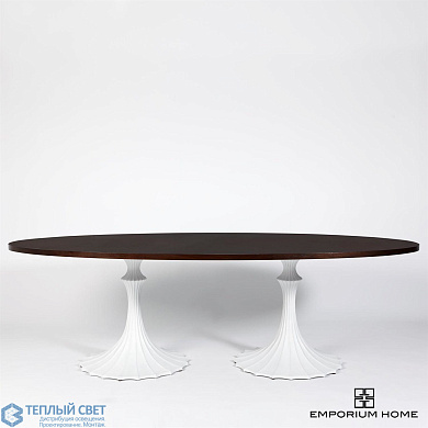 Flute Table 96 Walnut Top w/26 White Base Global Views стол