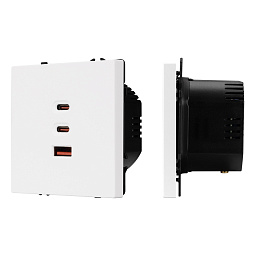 061839 Arlight Механизм розетки с быстрой USB зарядкой SCT-NOBE-MUACC-SFPL-FC-WH (65 Вт, QC3)