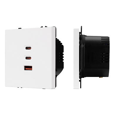 061839 Arlight Механизм розетки с быстрой USB зарядкой SCT-NOBE-MUACC-SFPL-FC-WH (65 Вт, QC3)