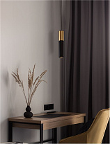 Sandy Black & Gold Aluminium LED GU10 1x10 Watt 100-240Volt IP20 Bulb Excluded D: 5.6 H: 180 cm