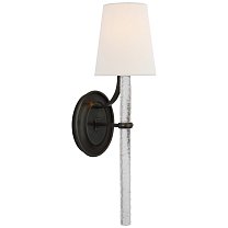 Abigail Large Sconce бронза и прозрачное волнистое стекло с льняным абажуром
