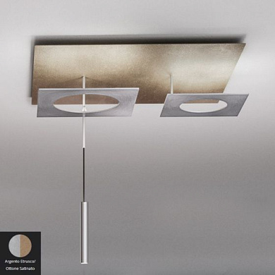PETRA-P3AEOT Icone Petra PLAFONIERA 42+13W 3000K ARGENTO ETRUSCO -OTTONE SATI Потолочный светильник