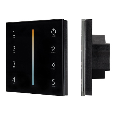 028137 Arlight Панель Sens SMART-P43-MIX Black (230V, 4 зоны, 2.4G)