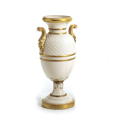 Empire embroided vase with handles - white & gold ваза, Villari