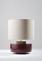 Cranberry with White Gold collar shown with 16 Tall Cylinder in Natural Linen