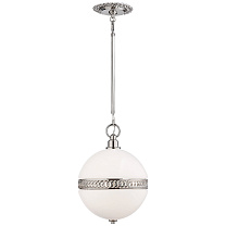 Hendricks Small Globe Pendant полированный никель с белым стеклом