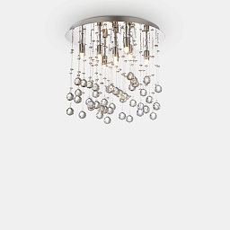 080932 Ideal lux Moonlight потолочный светильник с подвесными хрустальными элементами в золотом корпусе
