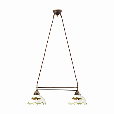 подвесная люстра с двумя сферическими плафонами золотого цвета