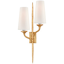 Iberia Double Right Sconce античное золотое покрытие с льняными абажурами