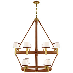 EU-RL5614 Visual Comfort Riley подвесная двухъярусная люстра с кольцевыми уровнями и стеклянными плафонами