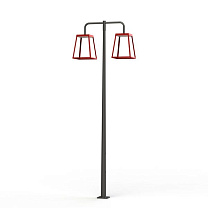 Lampiok 4 N° 5; Opal PMMA Built-in LED 3000°K warm white 2x36W 1 to 10 V bicolore; Tomato red