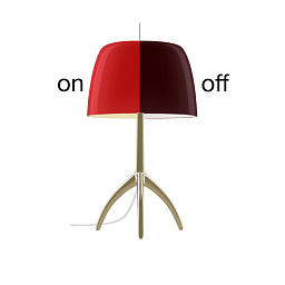 FN026001EH_62 Foscarini Lumiere настольная лампа с абажуром бордового оттенка и основанием цвета шампань