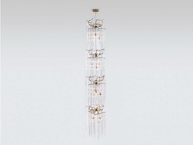 подвесной светильник из бронзы с каскадным расположением стеклянных элементов