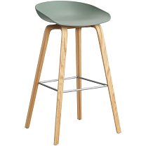 About A Stool AAS 32 High, сиденье H75 см, основание дуб, лак на водной основе / сиденье полипропилен, осенний зеленый / подножка черная сталь