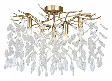 потолочный светильник с декоративными элементами в виде листьев на бронзовой раме