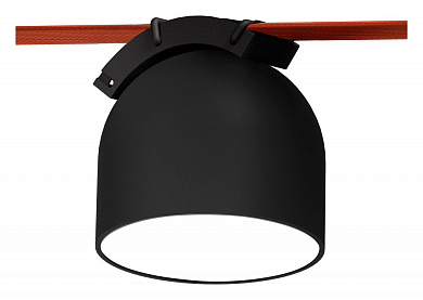 трековый светильник для ременной системы с цилиндрическим корпусом черного цвета 48V