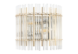 AURELIO AP2 GOLD+CHROME/TRANSPARENT Crystal Lux AURELIO настенное бра с вертикальными стеклянными цилиндрами и металлическими вставками