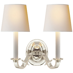 EU-TOB2121 Visual Comfort Channing настенное двухламповое бра с текстильными абажурами и декоративной основой