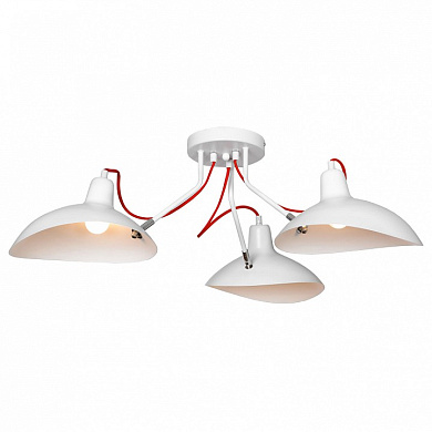 потолочная люстра с тремя рожками и плафонами в ретро-стиле