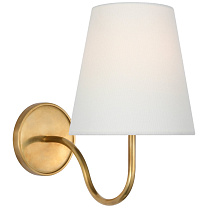 Lyndsie Small Sconce полированная старая латунь с льняным абажуром