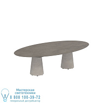СТОЛ CONIX ELLIPSE 250X130 СМ НИЗКИЕ ОБЕДЕННЫЕ НОЖКИ БЕТОН ЦЕМЕНТ СЕРЫЙ - СТОЛЕШНИЦА CERAMIC TERRA MARRONE Royal Botania