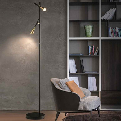 04704ONTHXXXX Elesi luce Iconic PT LED напольный светильник с регулируемым рассеивателем чёрный; латунь