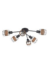 Corep Bali 6L потолочная люстра на шести шарнирных рожках с плафонами-клетками из ротанга