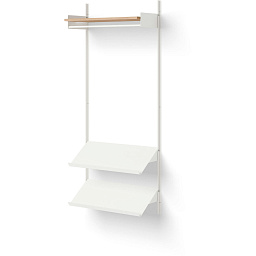 41972 New Works New Works Shelving System шкаф с одной дубовой полкой и белыми металлическими элементами